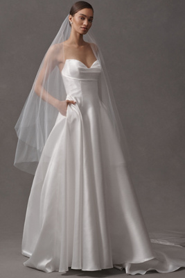 Brand NWOT BHLDN Ivory Cathedral Wedding Veil BHLDN Clean Chapel Veil | Anthropologie main image 3
