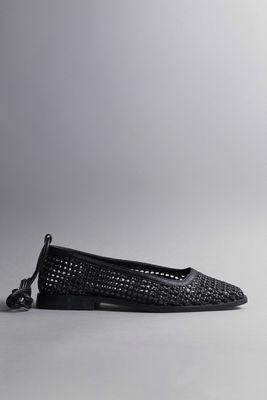 Kaanas Nana Ankle-Strap Woven Ballet Flats