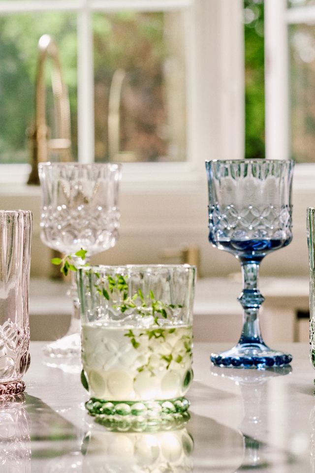Savannah Wine Glasses, Set of 4 by Anthropologie in Blue