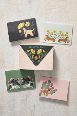 Botanical Dogs Greeting Cards, Set of 4