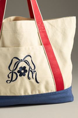 Damson Madder Embroidered Canvas Tote - Thumbnail 3