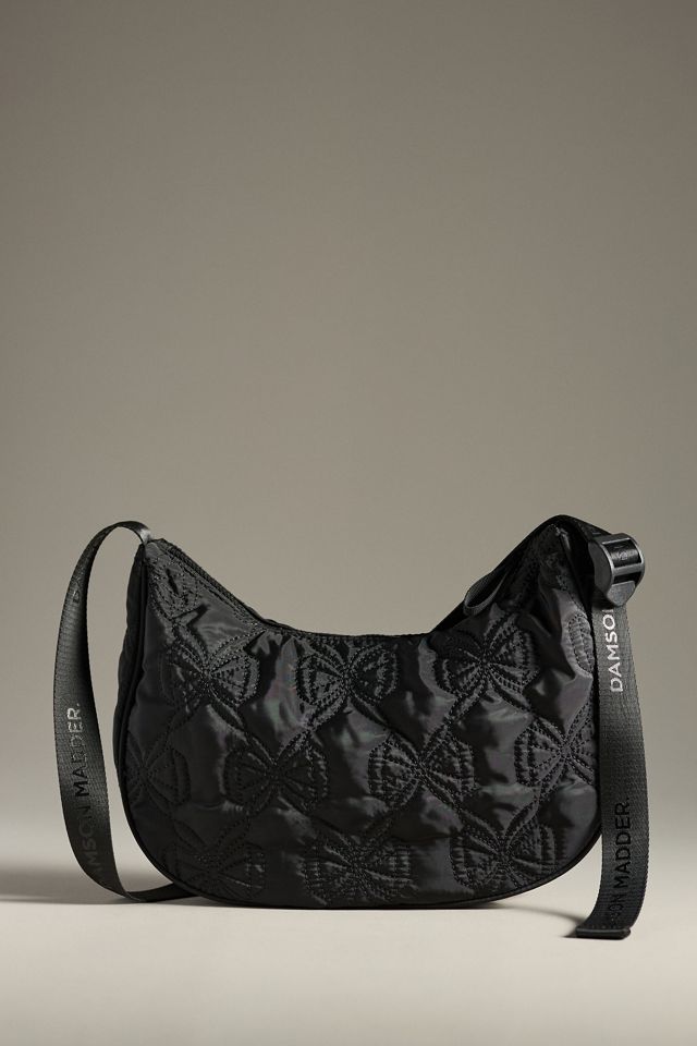 Damson Madder Bow Stitch Quilted Crescent Bag #1