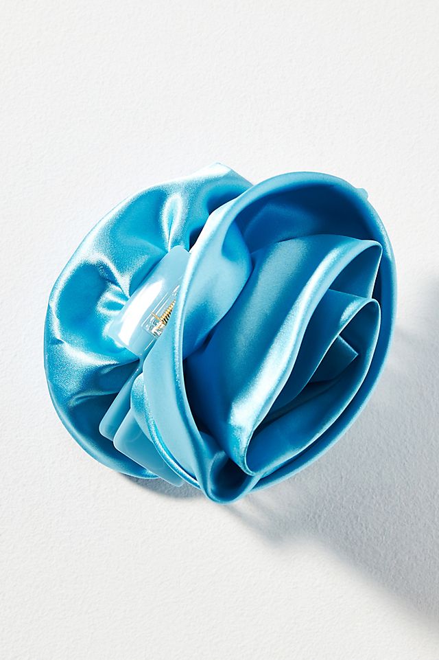 SATIN ROSE HAIR CLAW LIGHT BLUE SATIN ROSE HAIR CLAW LIGHT BLUE