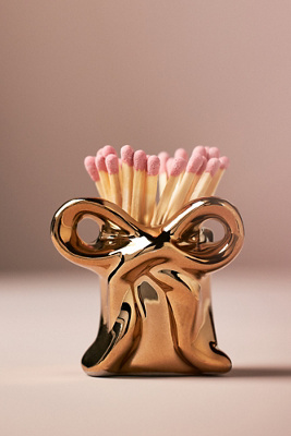 Paddywax Metallic Bow Striker Match Holder In Brown