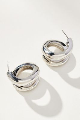 By Anthropologie Coiled Hoop Earrings In Silver