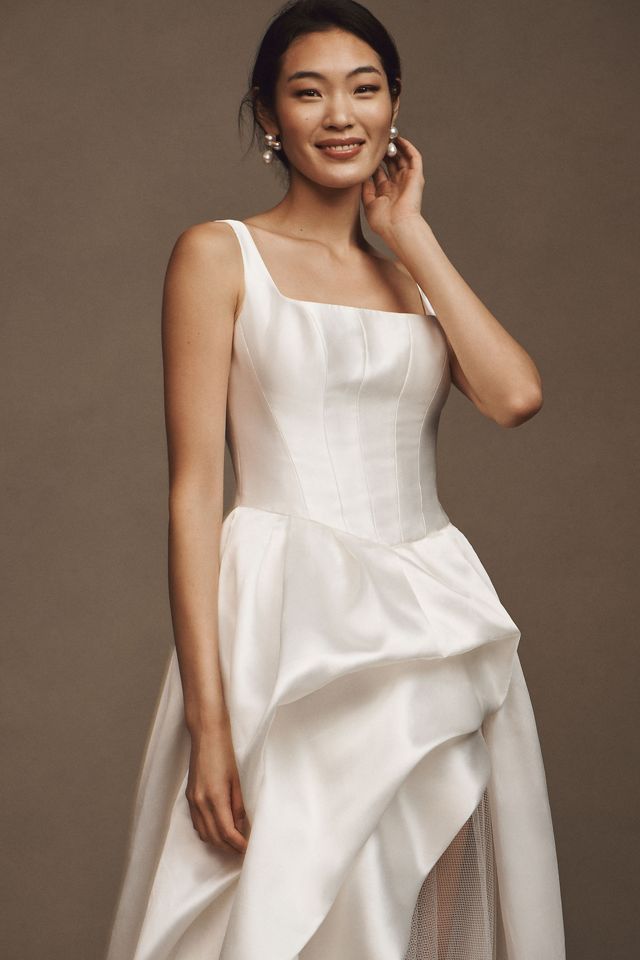 Willowby by Watters Pia Sleeveless Drop-Waist Mikado Wedding Gown #2