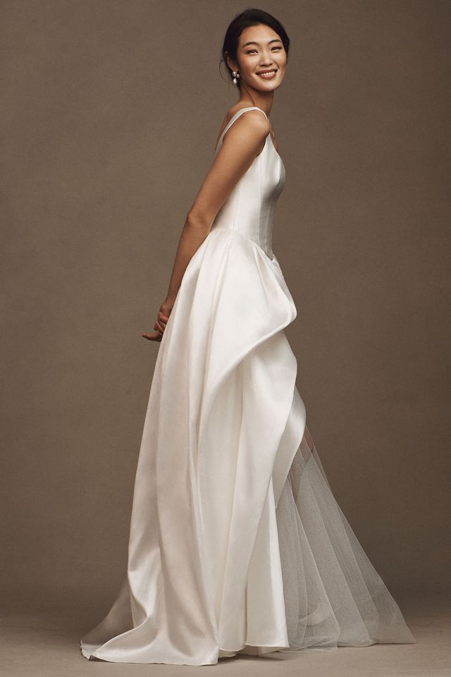 Willowby by Watters Pia Sleeveless Drop-Waist Mikado Wedding Gown #3