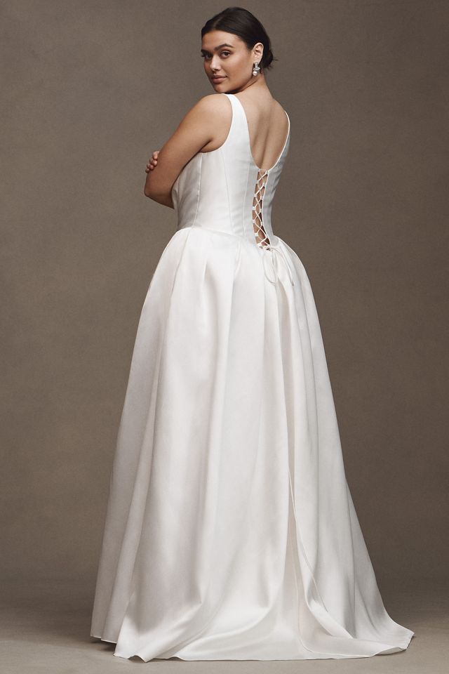Willowby by Watters Pia Sleeveless Drop-Waist Mikado Wedding Gown #5