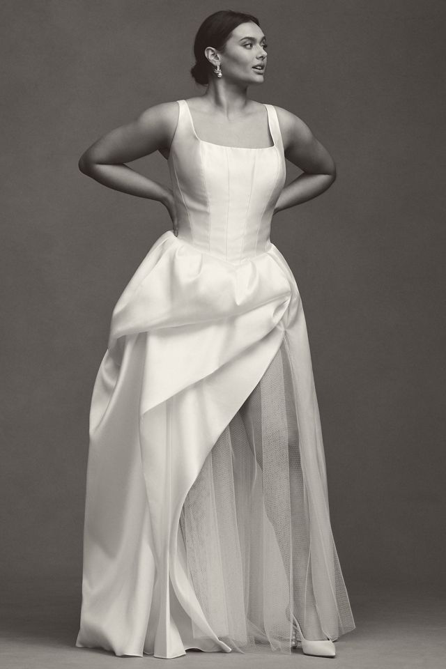 Willowby by Watters Pia Sleeveless Drop-Waist Mikado Wedding Gown #7