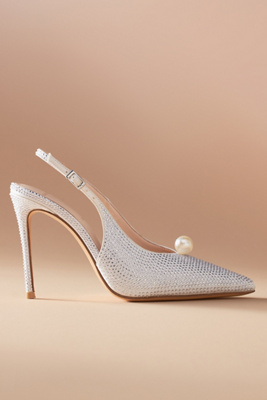 Black Suede Studio Reina Slingback Pumps In White
