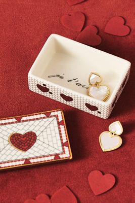 Bistro Tile Stoneware 24k Gold Accent Trinket Box: Valentine's Edition