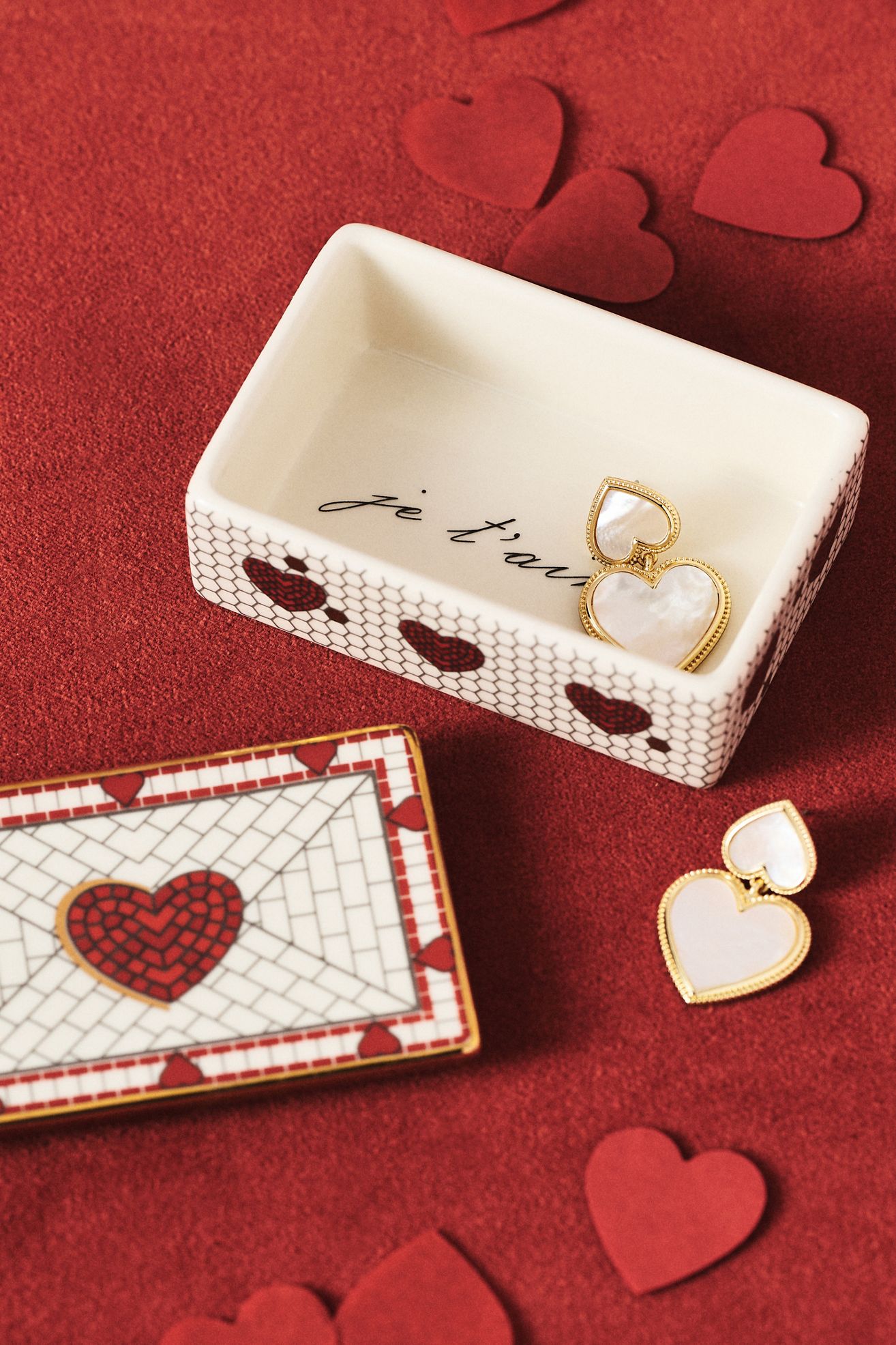 The Bistro Tile Stoneware Trinket Box: Valentine's Edition - Pink Pattern, Standard, One Size