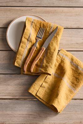Amber Stripe Linen Napkins, Set of 2