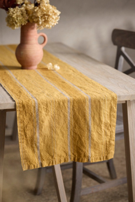 Terrain Amber Stripe Linen Runner