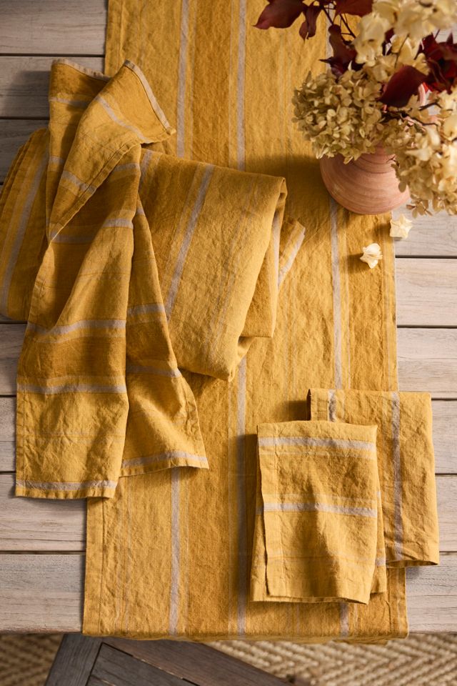 Amber Stripe Linen Runner #1