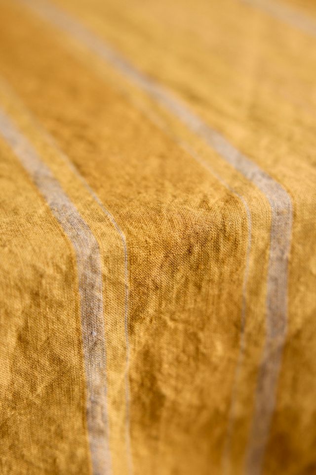Amber Stripe Linen Tablecloth #1
