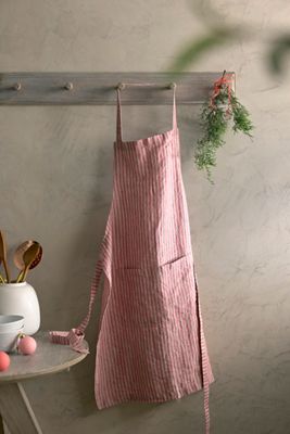 Red Stripe Linen Apron