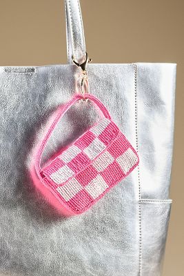 By Anthropologie Mini Fiona Beaded Bag Charm In Pink