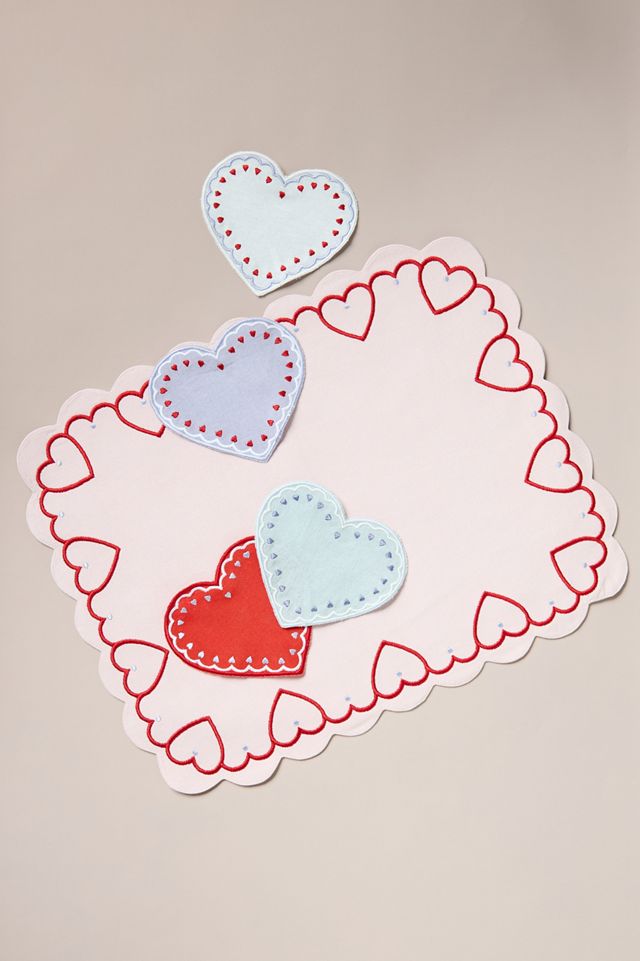 Cordelia Embroidered Heart Placemat #1