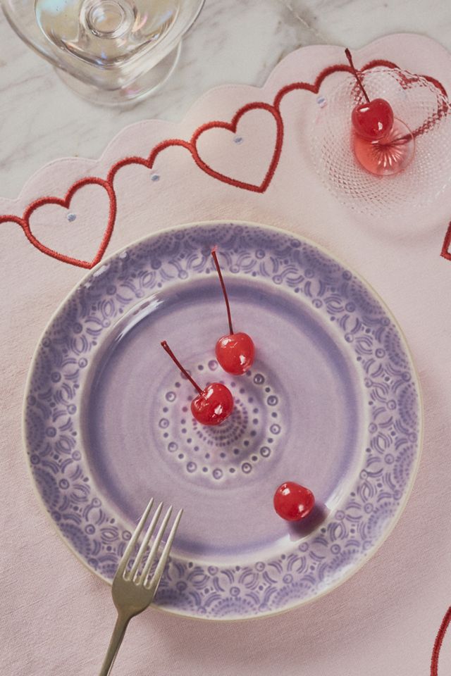 Cordelia Embroidered Heart Placemat #3