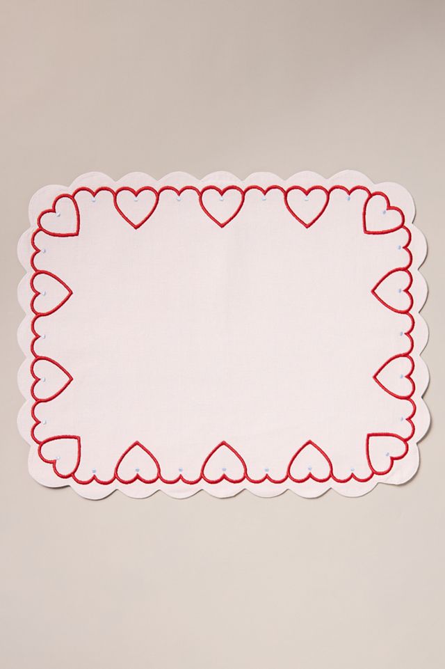 Cordelia Embroidered Heart Placemat #2