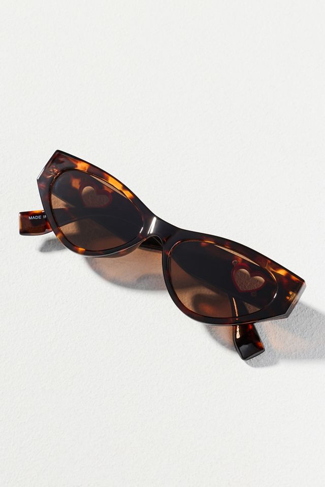 I-SEA Jenni Heart Cutout Cat-Eye Sunglasses | Anthropologie