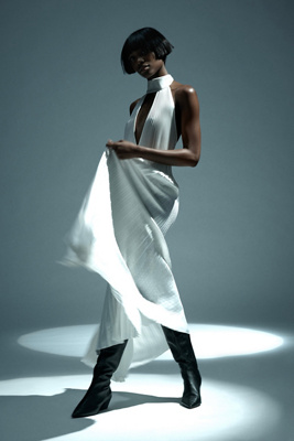 L'idée Opera Halter Cutout Maxi Gown In White