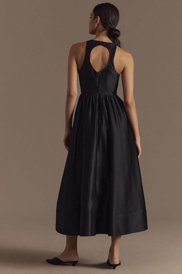 BHLDN Cora Halter Back-Cutout Fit & Flare Satin Midi Dress #1