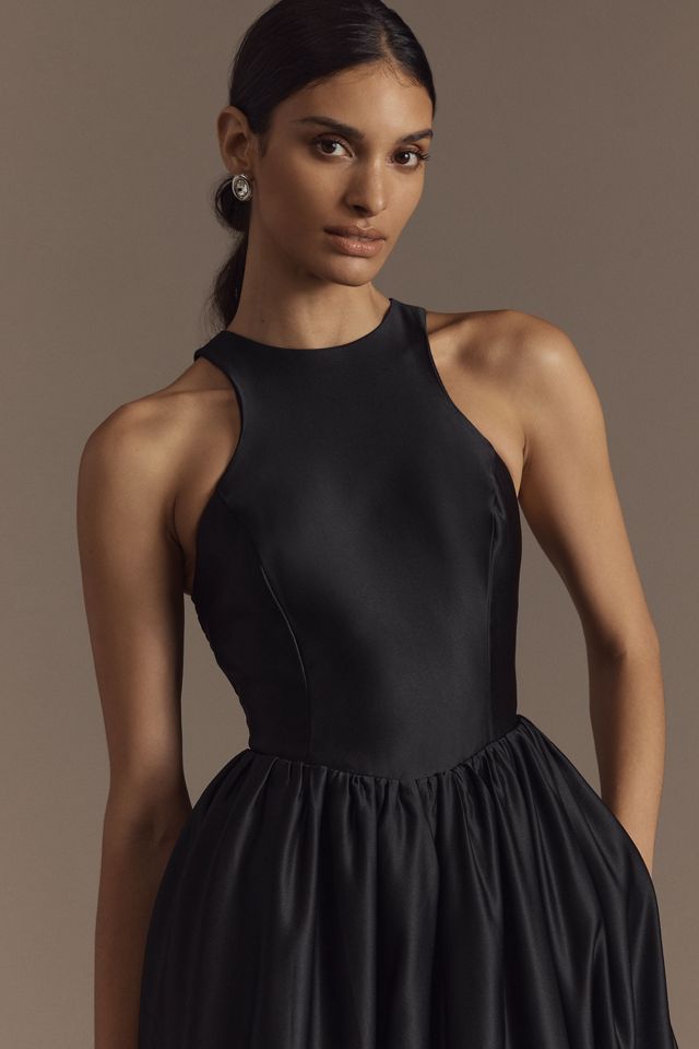 BHLDN Cora Halter Back-Cutout Fit & Flare Satin Midi Dress #2