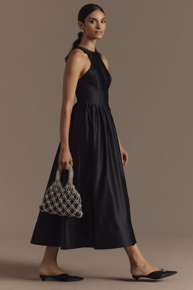 BHLDN Cora Halter Back-Cutout Fit & Flare Satin Midi Dress #3