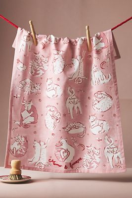 Meow & Furever Embroidered Dish Towel
