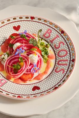 Plato de Postre con Azulejo de Bistró de San Valentín