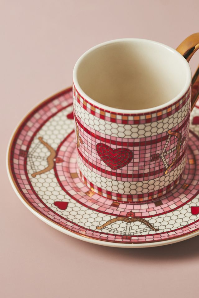 The Bistro Tile Stoneware Espresso Cup & Saucer: Valentine's Edition #3