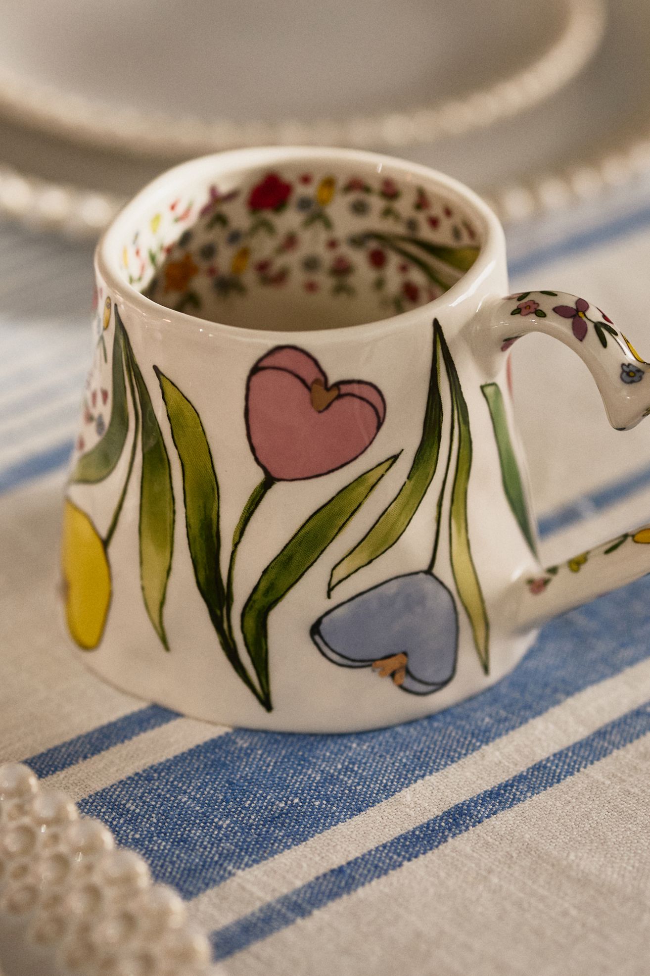 The Mud Fairy Blooming Hearts Stoneware Mug - White, Standard, One Size