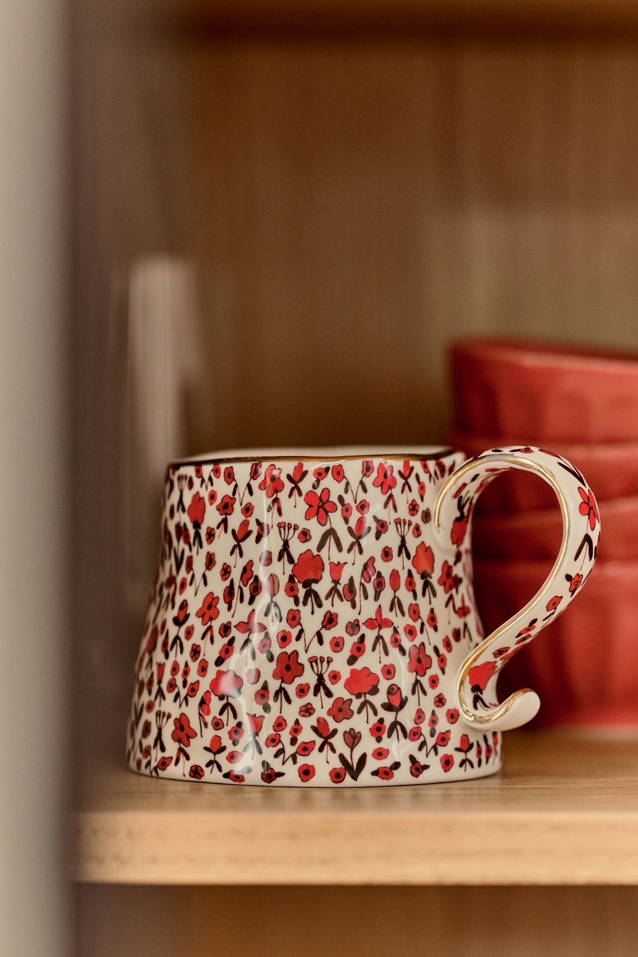 The Mud Fairy Blooming Hearts Stoneware Mug - Red, Standard, One Size