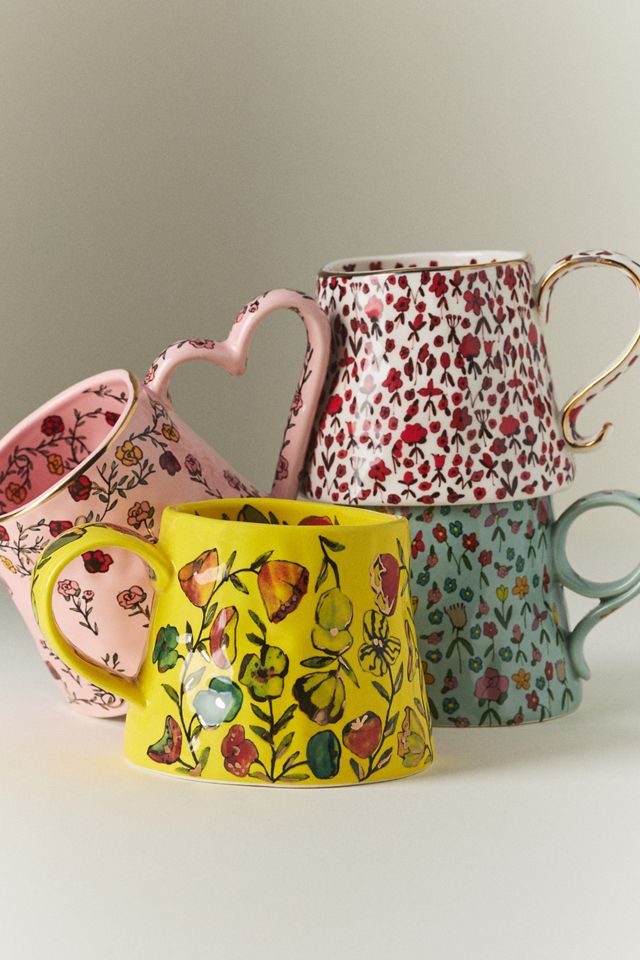 The Mud Fairy Blooming Hearts Stoneware 24k Gold Accent Mug #2