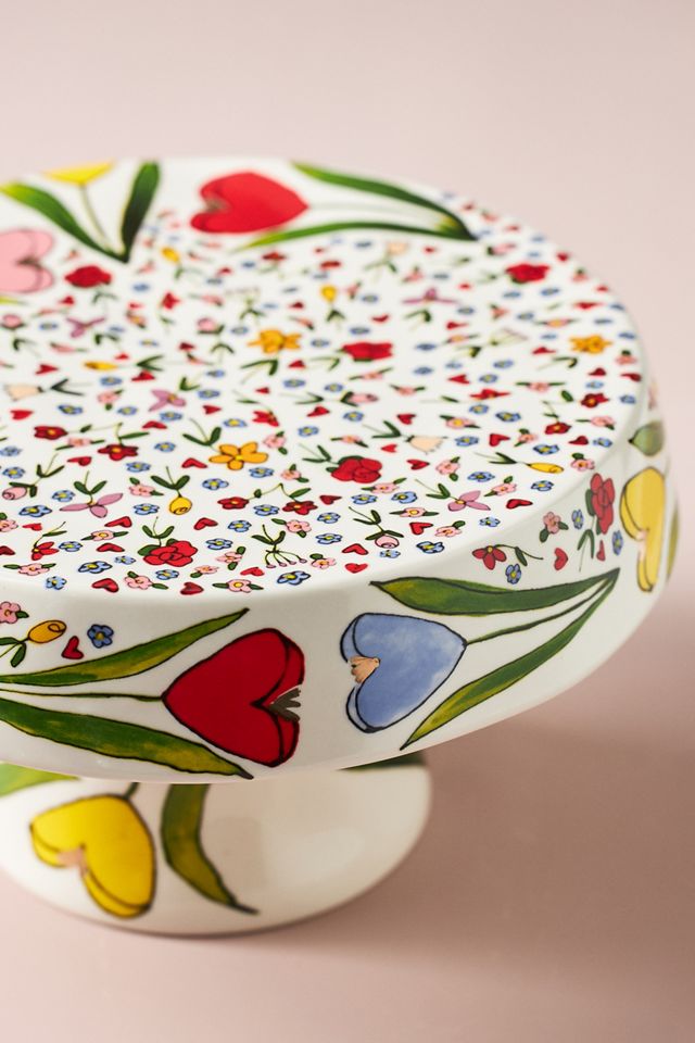 The Mud Fairy Blooming Hearts Stoneware Cake Stand #2