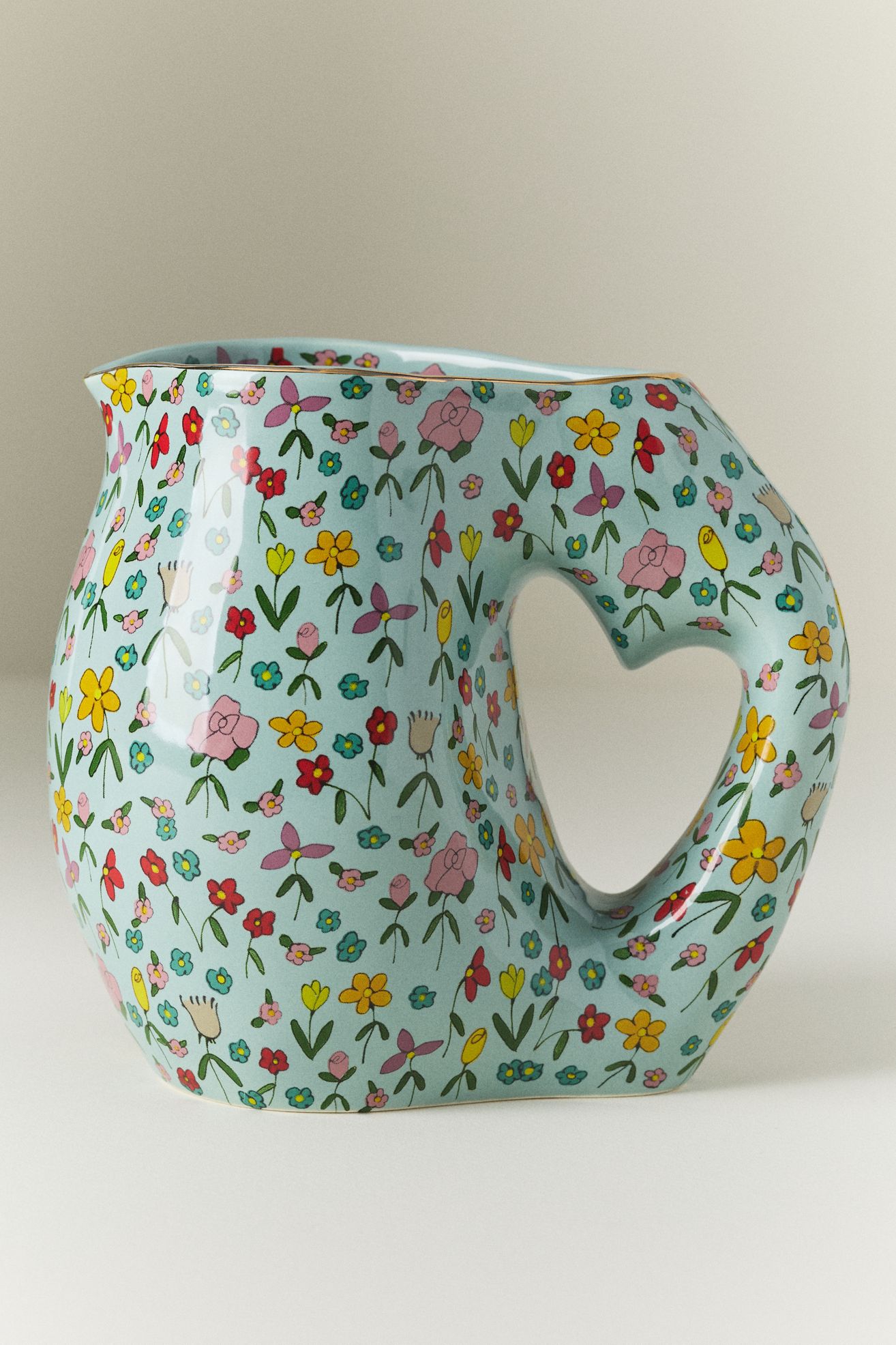 The Mud Fairy Blooming Hearts Stoneware Pitcher - BLUE, One Size