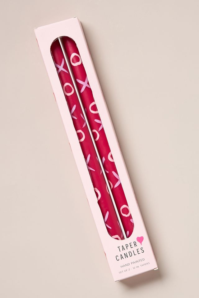 Handpainted XOXO Taper Candles, Set of 2 #1
