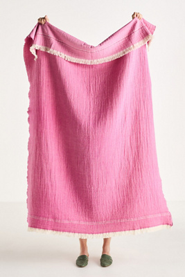 Anthropologie Jolene Cotton Wool Woven Throw Blanket