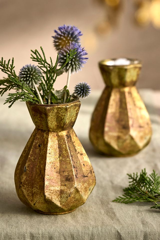 Distressed Gold Bud Vases #1