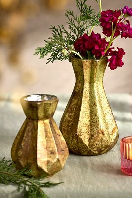 Distressed Gold Bud Vases