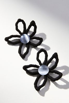 Shop By Anthropologie Pearl-center Flower Earrings In Black