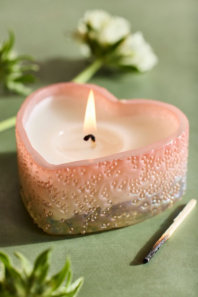 Bubble Glass Heart Candle, Peony Blush #1