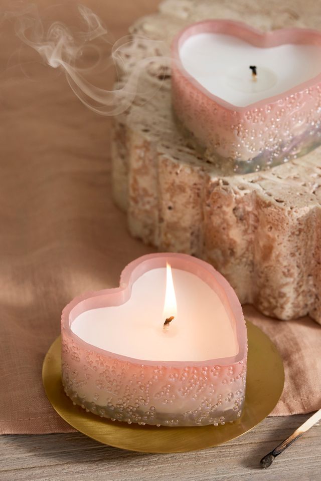 Bubble Glass Heart Candle, Peony Blush #2