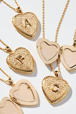 BY ANTHROPOLOGIE MONOGRAM HEART LOCKET NECKLACE 