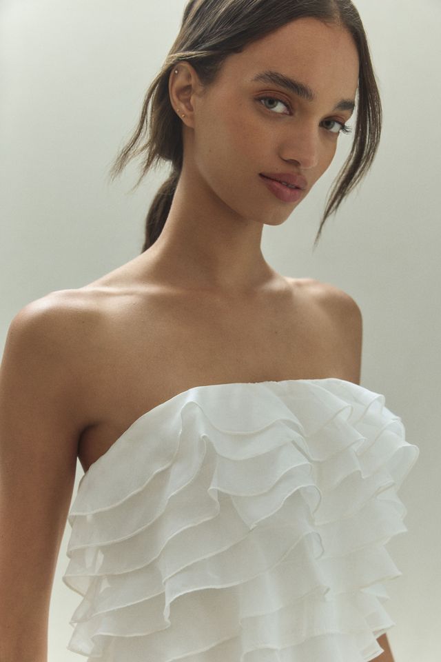 BHLDN Strapless A-Line Ruffled Mini Dress #3