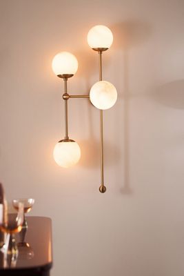 Armstrong Four-Light Brass and Glass Sconce Wall Light