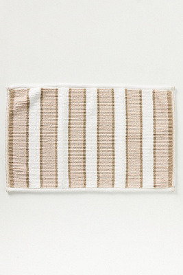 Tufted Sutton Cotton Stripe Bath Mat- Neutral