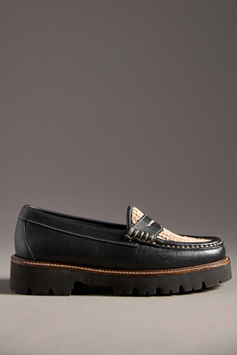 G.h.bass Whitney Raffia Super Lug Loafers In Black